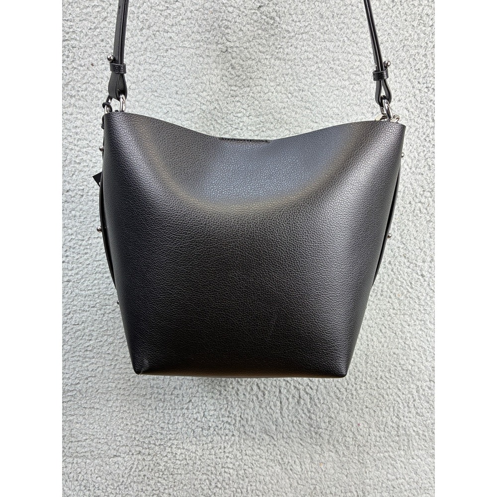 Rebecca Minkoff Kate Large Bucket Bag Womens OS Black Leather Silver Chain Purse - Picture 11 of 16